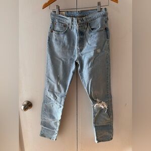Levis 501 Skinny - Blue Distressed Jeans